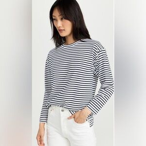 AYR The French Fry Tee Piano Striped Long-Sleeve Crewneck Top Black & White M